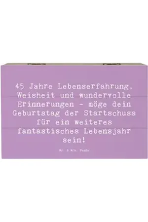 Mr. & Mrs. Panda Dekokiste 19 x 12 cm Spruch 45. Geburtstag - Lavendeltraum - Geschenk, 45 Jahre (1 St) lila