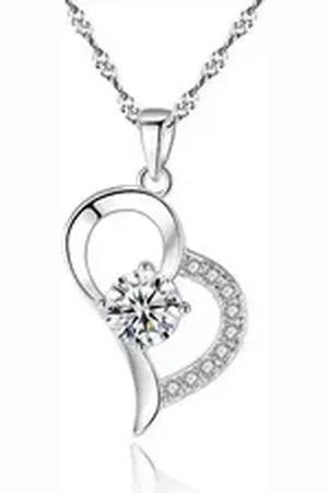 Karma Silberkette Halskette Damen silber 925 mit Anhänger Herz Damenhalskette (Herzanhänger), Damenkette Kette Schmuck Kristalle Geschenk silberfarben