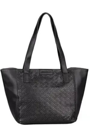 TOM TAILOR Shopper Mirenda, Großer Shopper mit Allover-Logoprägung und Kantenfarbe schwarz