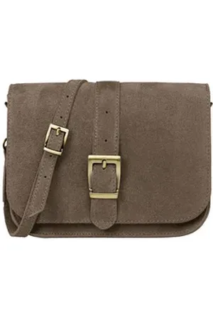 CASPAR Umhängetasche Mittelgroße Veloursleder Damen Tasche - PREMIUM LINE - Modell No.824, Vintage Stil, 100% Echtleder, angenehmer Tragekomfort - Made in Italy gelb
