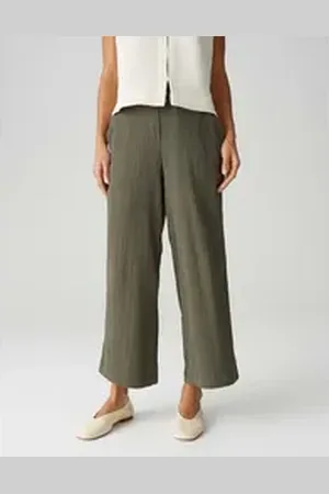 Opus Culotte MILENI CRINKLE Wide mit Komfortbund grün 38
