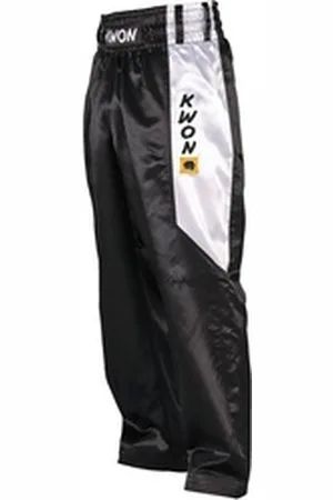 KWON Sporthose Kickboxhose lang Hose Kickboxen Kampfsporthose Clubline (Satinhose) Satinhose Kick-Boxen schwarz 170