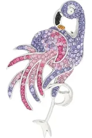 vivance collection Brosche Flamingo, mit Swarovski-Elements silberfarben