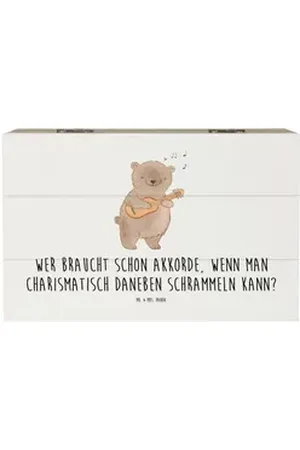 Mr. & Mrs. Panda Dekokiste 19 x 12 cm Charisma Gitarre - Weiß - Geschenk, Schrammeln, Leidenscha (1 St), Hohe Stabilität. weiß