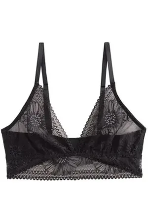 Next Bralette-BH Ungepolstertes Bustier mit Spitze und Blumen-Print (1-tlg) schwarz 46 (GB: 18)