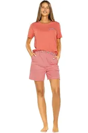 Comtessa Pyjama Damen-Shorty Single-Jersey Streifen rot 38