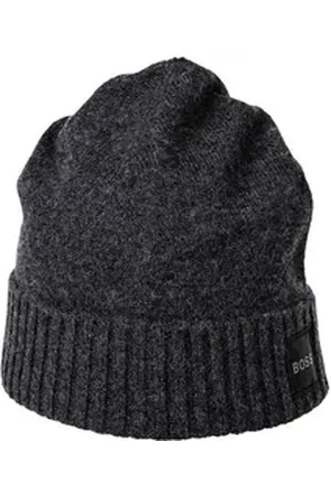 HUGO BOSS Beanie Herren Baumwollmischung Akotanos grau