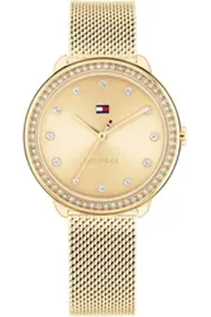 Tommy Hilfiger Quarzuhr DEMI 1782699, Armbanduhr, Damenuhr, Glaskristalle, analog, Edelstahlarmband goldfarben