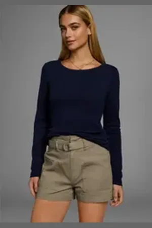 H.I.S H.I.S Langarmshirt figurbetonte Passform, Feinrippstoff aus Baumwolle und Viskose blau 32/34