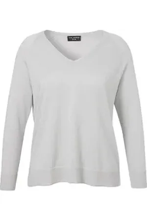 Via Appia Due V-Ausschnitt-Pullover mit silbernem Lurex-Glitzer-Effekt silberfarben 50