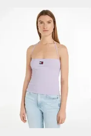 Tommy Hilfiger Tanktop TJW SLIM RIB BADGE STRAP TOP mit Markenlabel lila XL (42)