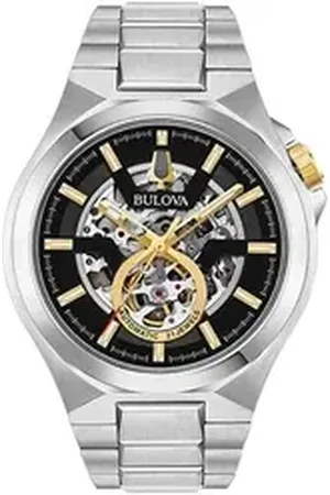 BULOVA Automatikuhr 98A224, Armbanduhr, Mechanische Uhr, Herrenuhr, Edelstahlarmband silberfarben