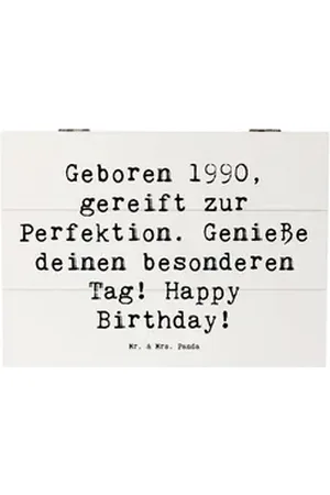 Mr. & Mrs. Panda Dekokiste 25 x 18 cm Spruch 1990 Geburtstag - Weiß - Geschenk, feiern 1990, Per (1 St) weiß