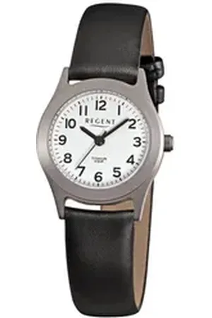 Regent Quarzuhr Titan mit Lederband weiß