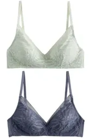 Next Bügelloser BH 2 x wattierte DD+ BHs mit Spitze, ohne Bügel (2-tlg) blau 80