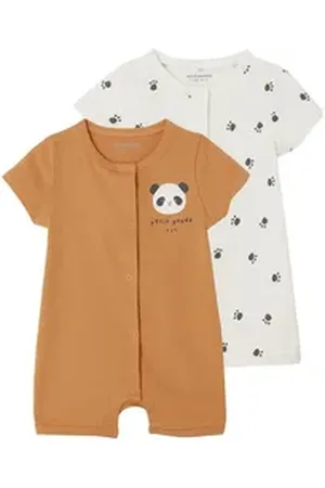 Vertbaudet Schlafanzug 2er-Pack Baby Sommer-Overalls orange 56