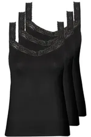 POMPADOUR Achseltop 3er Pack Damen Achseltop Lacy-Peak (Packung, 3-St) - schwarz 40