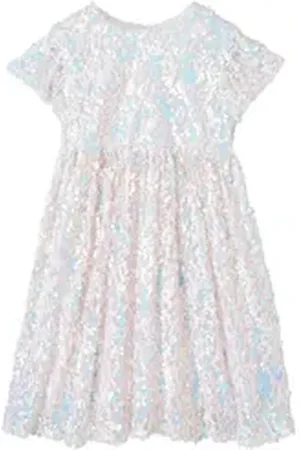 Vertbaudet Minikleid Festliches Mädchen Kleid mit Pailletten rosa|weiß 140