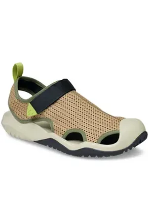 Crocs Swiftwater Badesandale, Badeschuh, Wassersandale mit Klettverschluss braun|grün 41 EU