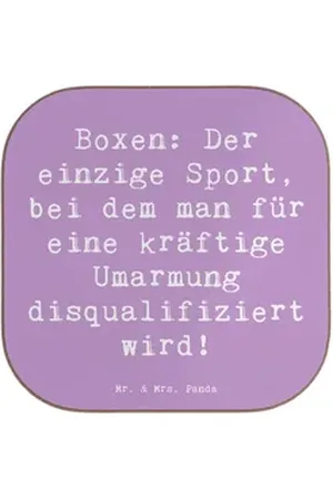Mr. & Mrs. Panda Getränkeuntersetzer Boxen: Der einzige Sport, bei dem man für eine kräftige Umarmung disq, 1-tlg., Robustes Material lila