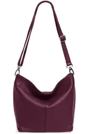 CASPAR Schultertasche TL803 klassisch elegante Damen Lederhandtasche, Hergestellt in Italien aus robustem, genarbten Rindsleder rot