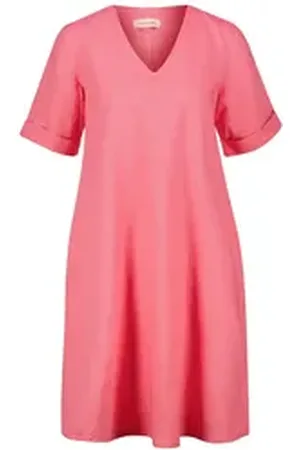Kate Storm Sommerkleid Damen Kleid aus Leinen-Baumwolle-Mix (1-tlg) rot S