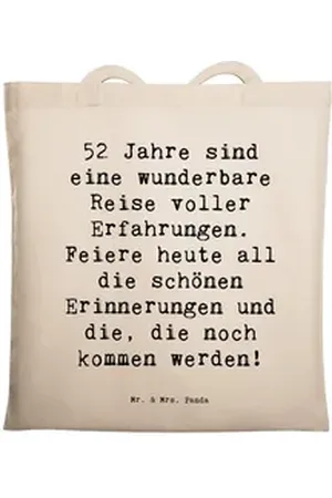 Mr. & Mrs. Panda Tragetasche Spruch 52. Geburtstag - Transparent - Geschenk, besondere Reise, pers (1-tlg)