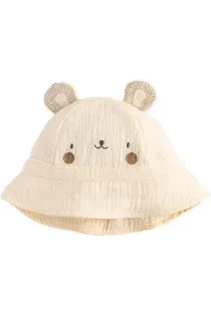 Next Erstlingsmütze 100% Baumwolle Baby-Anglerhut aus Webmaterial (1-St) beige Kopfumfang: 44 cm.