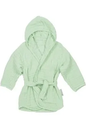 Meyco Baby Babybademantel Uni Soft Green, Baumwolle, Band, 98/104 grün 98/104