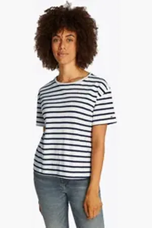 Tommy Hilfiger Kurzarmshirt MODERN CO LINEN C-NK SS mit Streifenmuster,kühlendes Premium Leinen weiß XL (42)