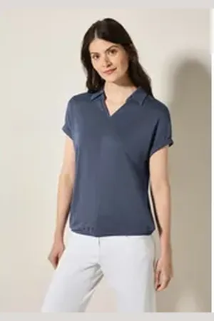 CECIL Poloshirt mit Elastiksaum blau L (42)
