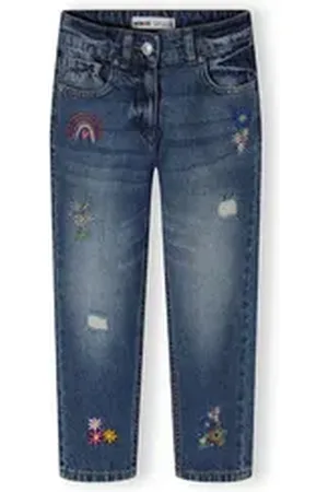 Minoti Regular-fit-Jeans Jeanshose mit Stickerei (12m-8y) blau 122-128cm