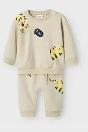 NAME IT Hausanzug NBMHACK LS LIGHT SWEAT SET UNB (Set, 2 tlg) beige 68