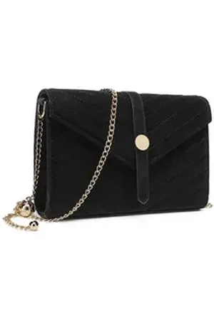 MISS LULÙ Clutch Damen-Clutch – Elegante Abendtasche mit Kette schwarz