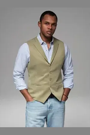 Ombre Clothing Anzugweste Strukturierte Strickweste mit Revers für Herren grün XL