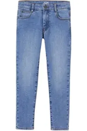 Vertbaudet 7/8-Caprijeans Jungen Slim-Fit-Jeans WATERLESS, Hüftweite REGULAR Bundeweite verstellbar blau 158/164