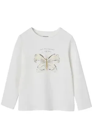 Vertbaudet Langarmshirt Mädchen Shirt mit Paillettenmotiv weiß 158