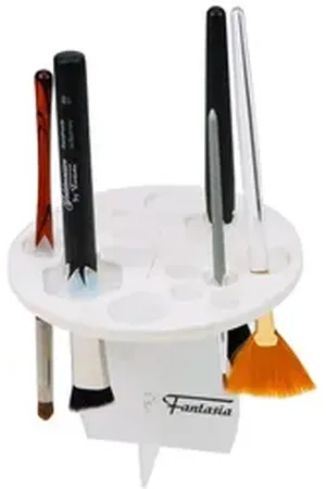 Fantasia Beauty Make-Up Organizer Make-Up-Pinselhalter rund weiß aus Acryl, 1-tlg., zur schnellen Aufbewahrung oder Trockenhilfe Ihrer Pinsel