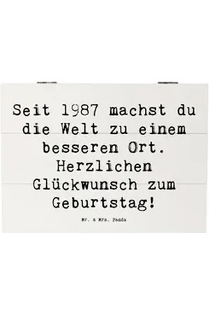Mr. & Mrs. Panda Dekokiste 25 x 18 cm Spruch 1987 Geburtstag - Weiß - Geschenk, Welt bereichern, (1 St) weiß