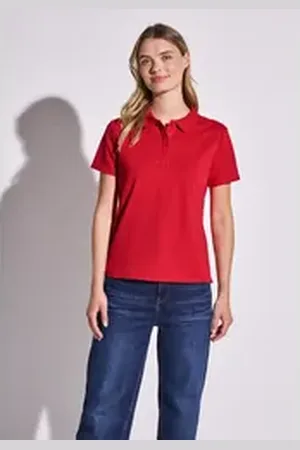 Street one Poloshirt aus Baumwolle mit Stretchante rot 44