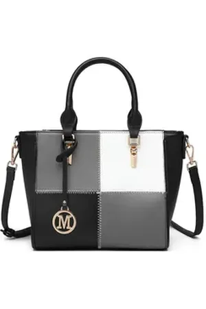 MISS LULÙ Schultertasche Damen-Handtasche PU-Leder Umhängetasche im Farbblock-Design schwarz
