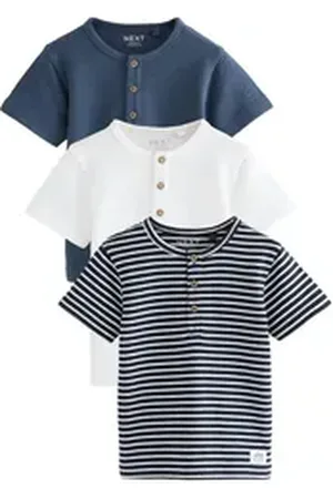 Next Henleyshirt Strukturierte Henley T-Shirts, 3er-Pack (3-tlg) blau 86-92 (1,5-2 J,)