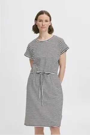 B YOUNG Midikleid BYPANDINNA Lässiges gestreiftes Kleid schwarz L