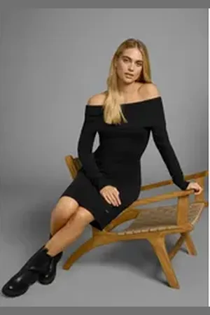 Laura Scott Strickkleid für Partys und Cocktail-Events, Mini-Länge, elegant und festlich schwarz 38