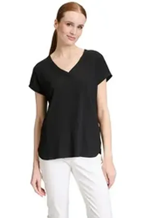Betty Barclay Kurzarmshirt Basic Shirt mit V-Ausschnitt (1-tlg) Material schwarz 40