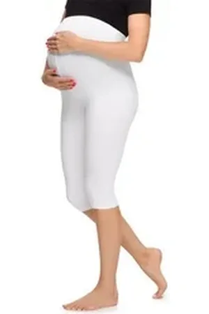 Merry Style Umstandsleggings Damen 3/4 Umstandshose aus Viskose MS10-298 (1-tlg) elastischer Bund weiß 3XL