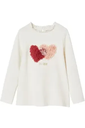 Vertbaudet Langarmshirt Mädchen Shirt mit Rüschendetails weiß 110
