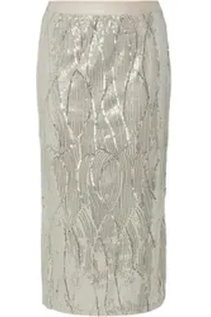 Pieces® Midirock Paillettenrock für Damen grau XL