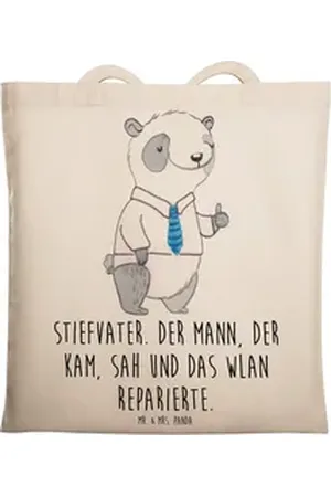 Mr. & Mrs. Panda Tragetasche Stiefvater Held - Transparent - Geschenk, Mann, Umhängetasche, Strand (1-tlg)