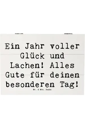 Mr. & Mrs. Panda Dekokiste 25 x 18 cm Spruch 2014 Geburtstag - Weiß - Geschenk, universell, Herz (1 St) weiß